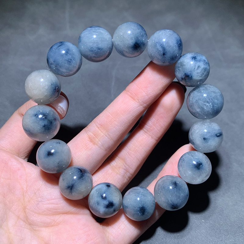 天然蓝发晶海胆单圈手链异象幽灵