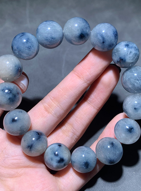 天然蓝发晶海胆单圈手链异象幽灵