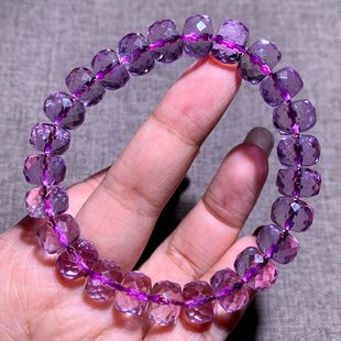 天然梦幻紫水晶刻面盘珠手链单圈水晶情侣手串民族风一物一图男女