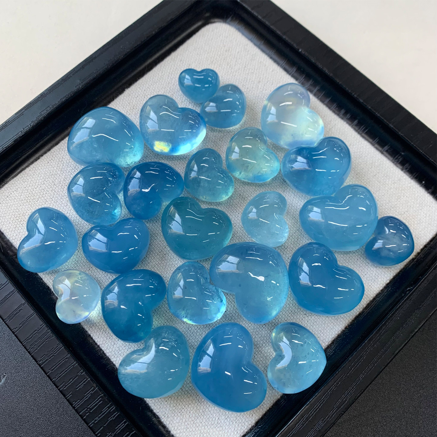 天然海蓝宝爱心吊坠星光魔鬼蓝绿柱石立体蓝胖心水晶配件雕刻男女