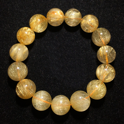 天然顺发金发晶水晶手链浓密钛晶