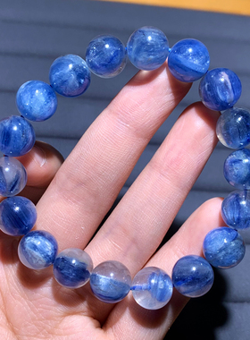 天然石英质玉共生玉化蓝晶石手链