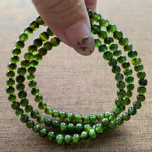 天然巴西黑糖绿碧玺三圈手链老矿祖母绿彩宝石饰品情侣款送礼物女