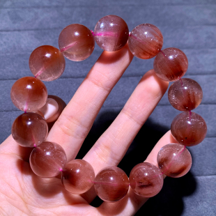 天然顺发粉紫兔毛手链冰透绒发发丝水晶手串甜美饰品情侣送礼物女