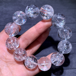天然彩虹白阿赛水晶手链单圈饰品