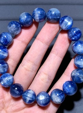 天然聚宝盆共生猫眼蓝晶石手链女