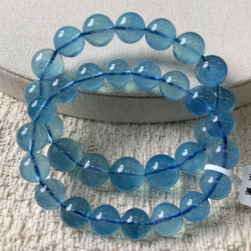 天然巴西冰透海蓝宝手链礼物情侣