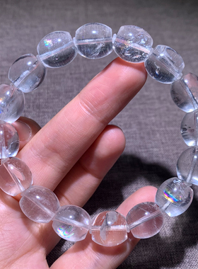 天然冰透白水晶桶珠手串莹润饰品