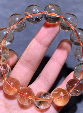 天然透体黄水晶单圈手链巴西饰品