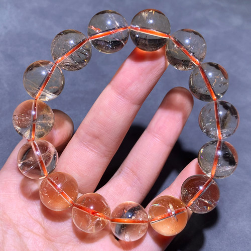 天然透体黄水晶单圈手链巴西饰品