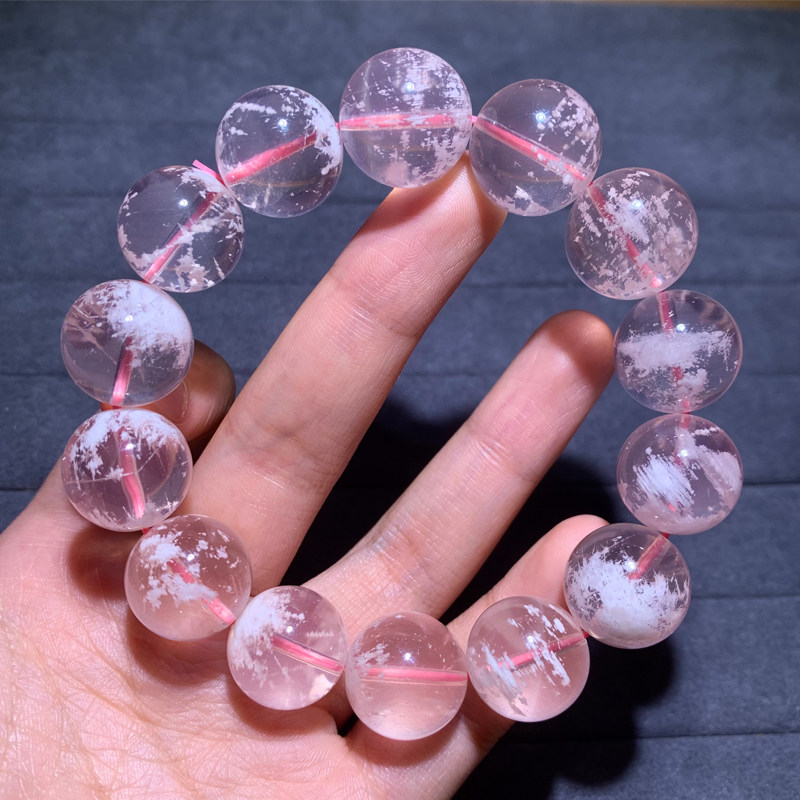 天然星光粉雪花幽灵单圈手链水晶新矿种冰透幽灵水晶手串一物一图