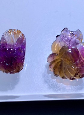 天然极光水晶雕刻件吊坠紫幽灵女