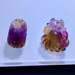 天然极光水晶雕刻件吊坠紫幽灵金钛发饰品紫晶九尾狐水晶礼物男女