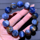 天然共生矿物蓝晶石单圈手串蓝色水晶手链情侣款 饰品礼物生日男女