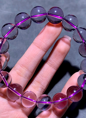 天然冰透紫水晶手链时尚饰品女生