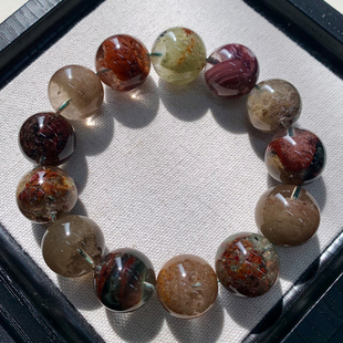 幽灵异象水晶手串一物一图民族风礼物 天然彩幽灵单圈手链巴西四季