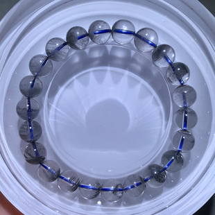 天然蓝幽灵手链异象幽灵半盆水晶灰兔毛手串蓝发晶男女送礼饰品女
