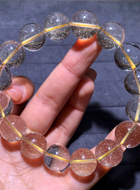 天然透体发晶手链单圈顺细柔发女
