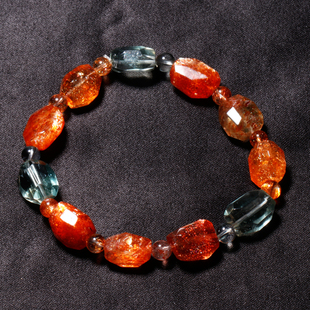 天然阿鲁沙长石随形手链日光石水晶饰品金太阳石绿柱石手串民族风