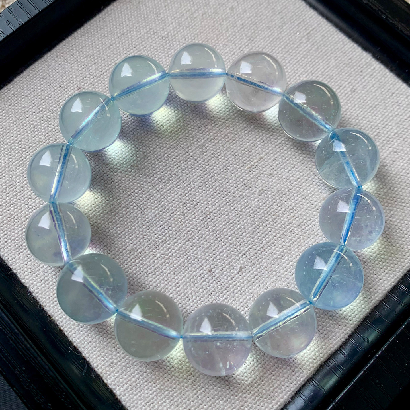 天然冰透海蓝宝手链蓝天白云碎冰绿柱石水晶饰品男女手串礼物情侣