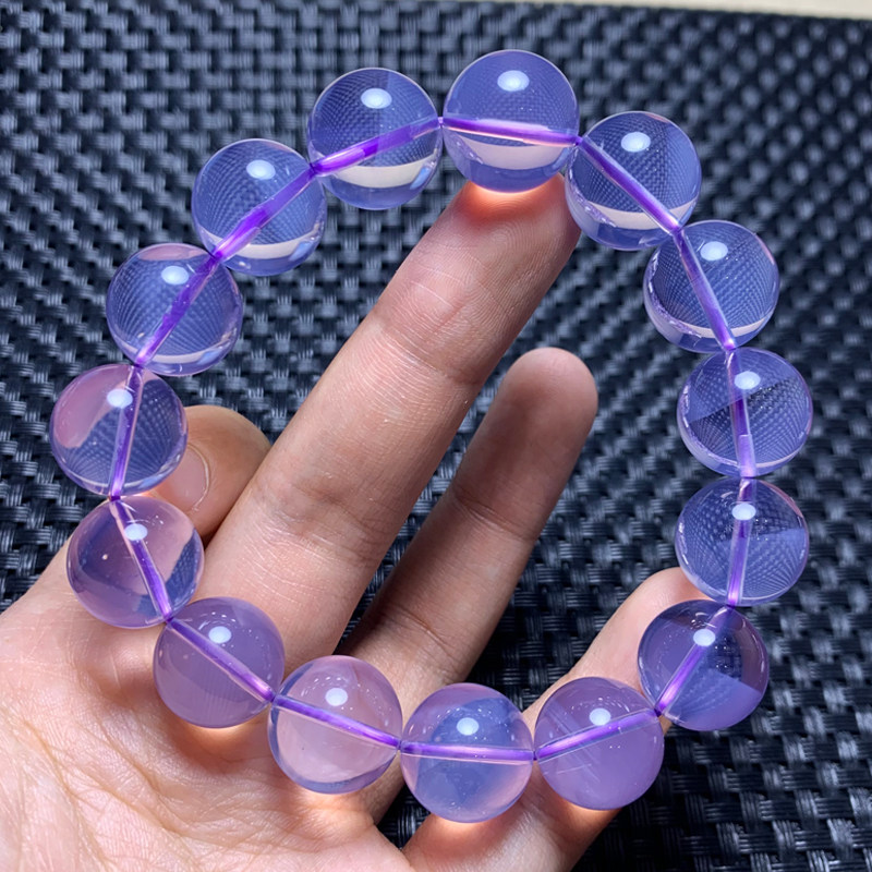 天然冰种梦幻紫玉晶甜美单圈手链一物一图紫果冻感紫玉晶饰品礼物