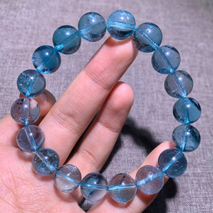天然冰透托帕石手链单圈碎冰尼泊尔伦敦蓝水晶情侣手串送礼品男女