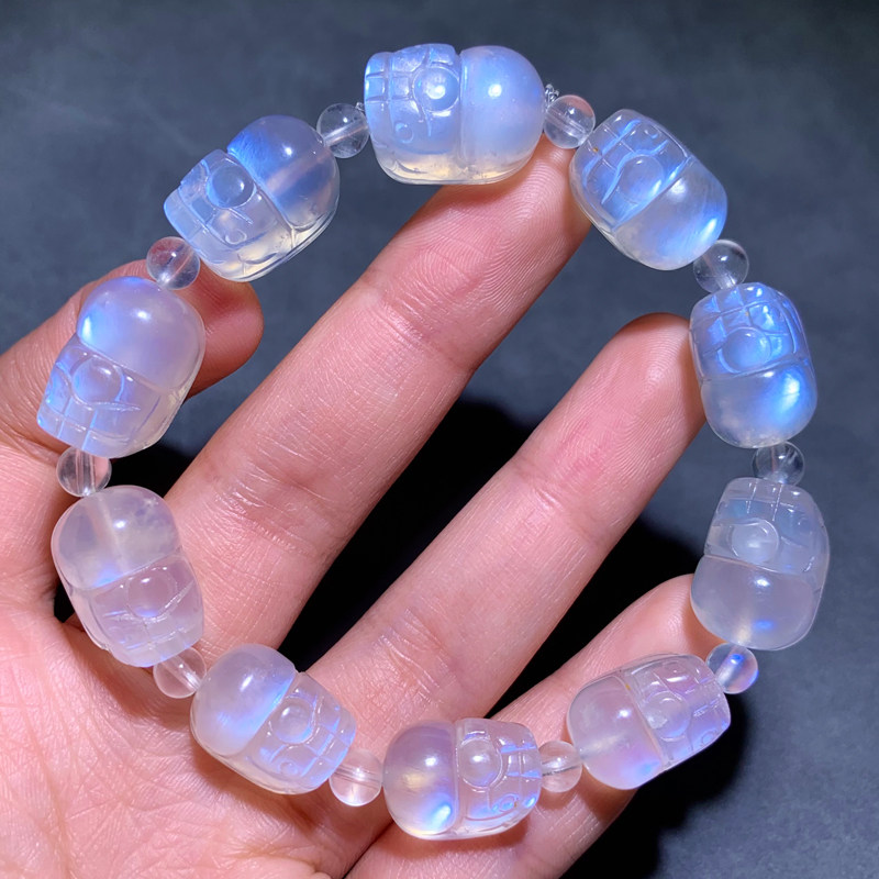 天然奶油体蓝月光貔貅单圈手链女