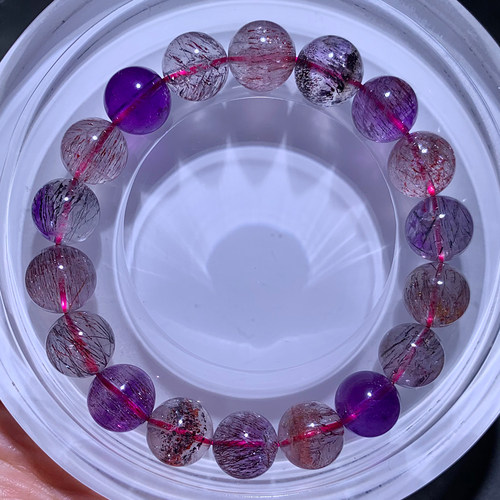 天然三轮骨干超七单圈手链水晶女