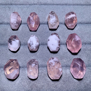 天然冰种雪花幽灵吊坠配件方糖粉嫩色幽灵白色新矿种水晶送礼物女