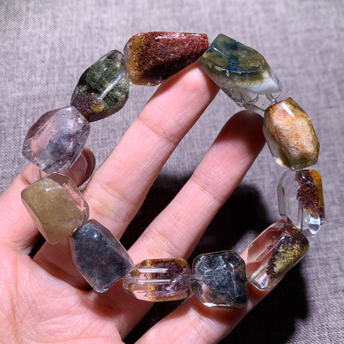 天然兔毛幽灵水晶手链单圈发晶女