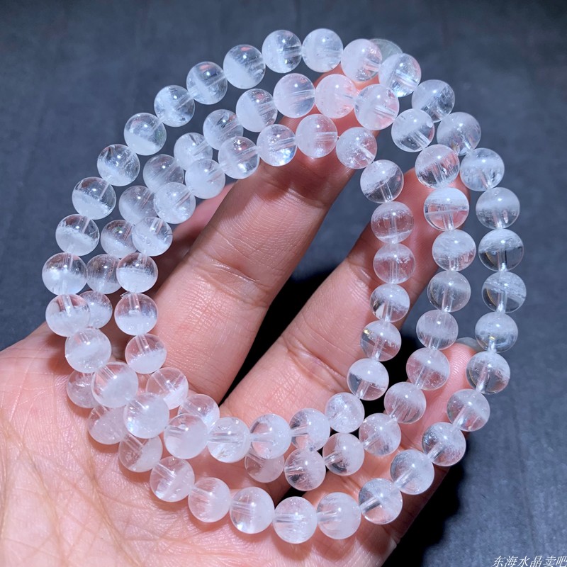 天然彩虹聚宝盆白幽灵水晶手链女