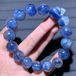 天然石英质玉共生玉化蓝晶石手链共生体矿物水晶一物一图送礼物女