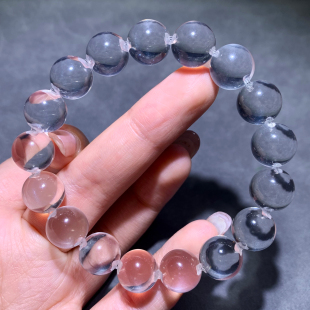 天然冰透牛鼻孔白水晶单圈手链莹润感白色水晶时尚饰品送礼物男女