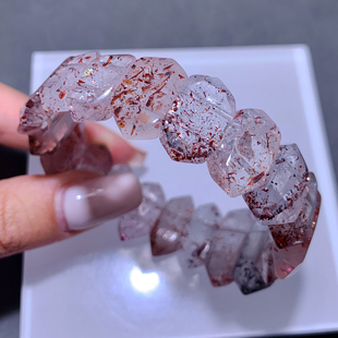 天然冰透毒液超七水晶双尖手排彼岸花黑云母闪片清新饰品礼物情侣