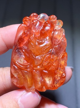 天然红胶花吊坠九尾狐饰品女生