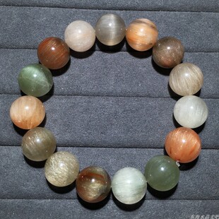 天然彩兔毛顺发单圈手链一物一图透彩发晶手串水晶饰品礼物送女生