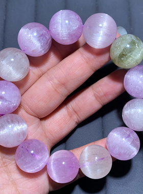 天然猫眼拉丝紫锂辉手链饰品女