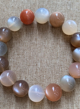 天然彩月光石手链月光石灰色橙色水晶甜美多彩饰品闺蜜礼物情侣款
