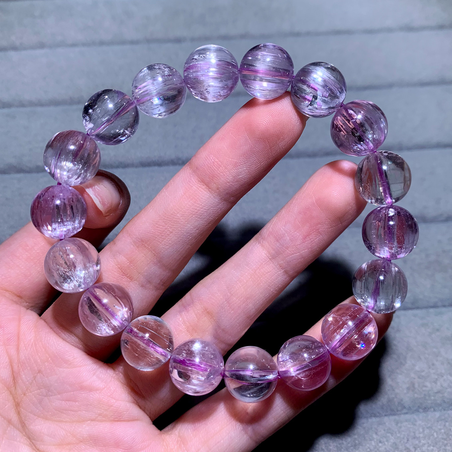 天然冰透拉丝锂辉石手链猫眼水晶