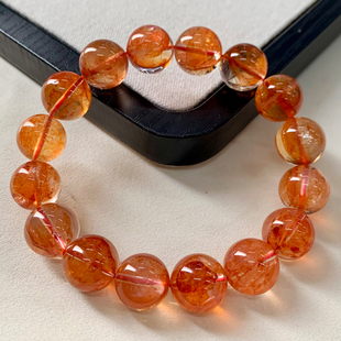 天然糖纸胶花水晶手链冰透原色巴西红幽灵单圈手串饰品送礼物男女