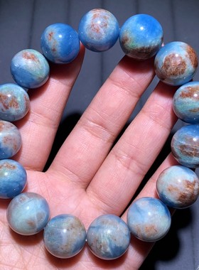 天然深海岛屿魔鬼蓝海蓝宝手链