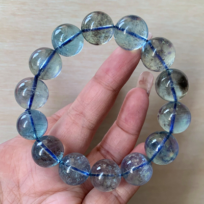 巴西天然云母星光海蓝宝单圈手链