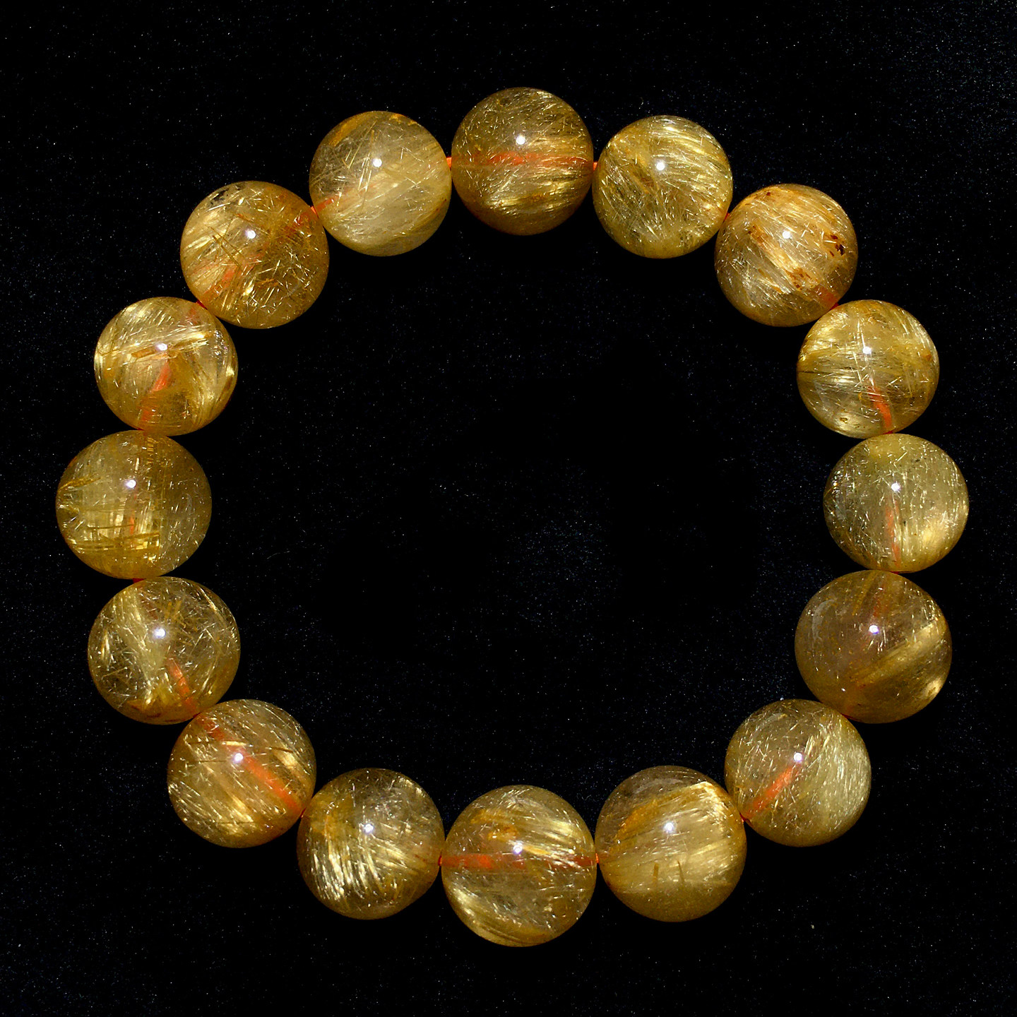 巴西天然顺发金发晶手链浓密发丝钛晶水晶手串送闺蜜礼物情侣款女