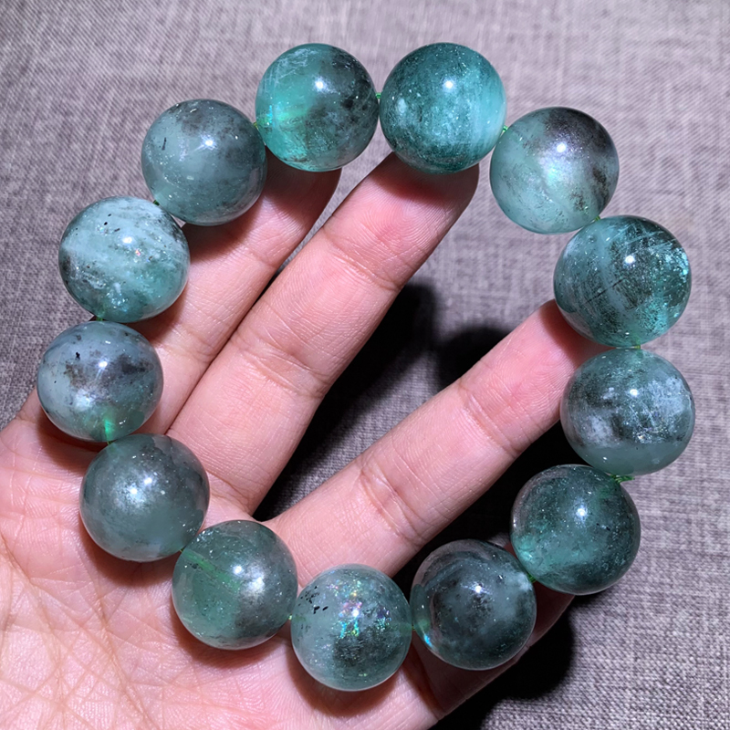 天然巴西云母星光海蓝宝单圈手链