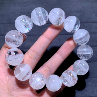 天然爆闪彩虹白幽灵手链聚宝盆千层山水晶手串闺蜜礼物饰品情侣款