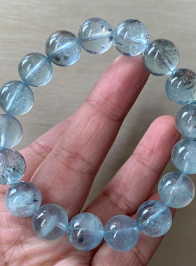 天然巴西云母冰透海蓝宝手链饰品