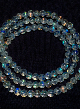 天然冰种彩光马岛月光石三圈水晶