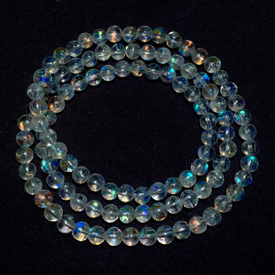 天然冰种彩光马岛月光石三圈手链彩月光石玻璃体水晶手串礼物男女