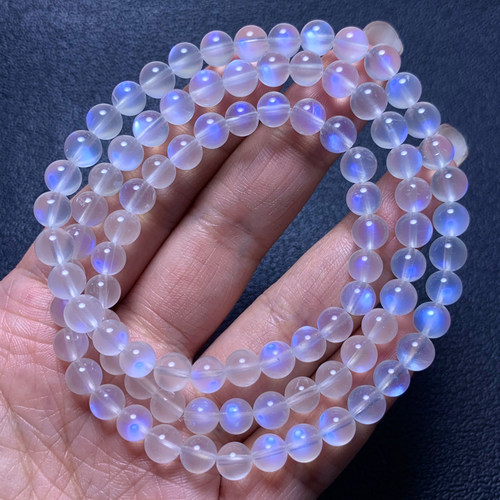 天然蓝月光三圈手链生日礼物男女