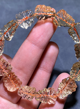 天然千禧切黄水晶随形手串清透